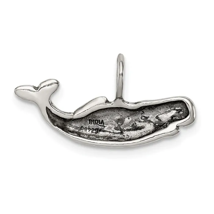 TreasureFineJewelers Necklaces Sterling Silver Antiqued Blue Whale Pendant
