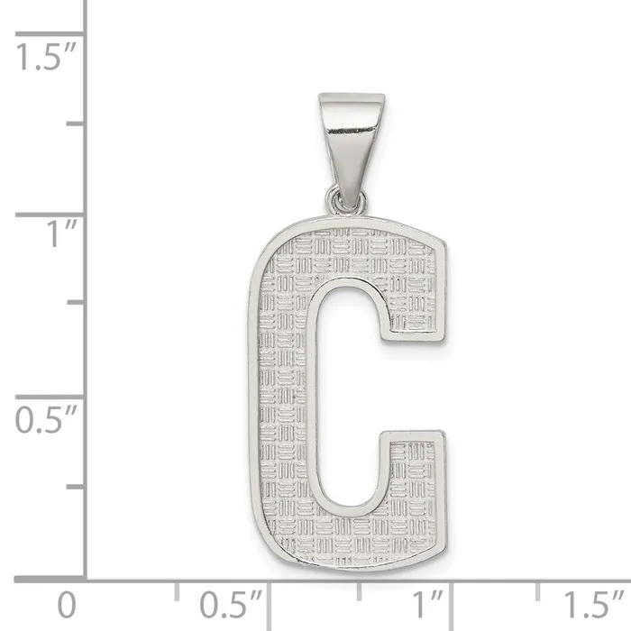 TreasureFineJewelers Necklaces Sterling Silver Rhodiumplated Letter C Initial Pendant