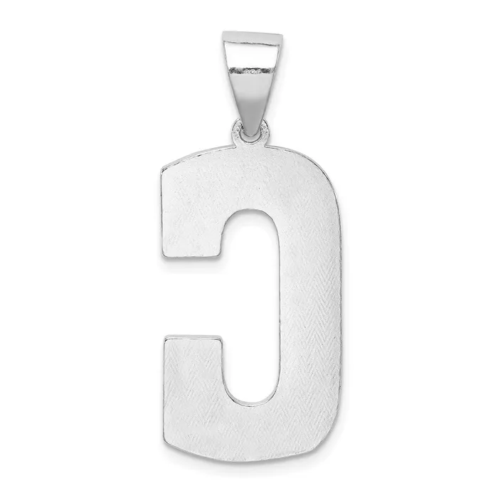 TreasureFineJewelers Necklaces Sterling Silver Rhodiumplated Letter C Initial Pendant