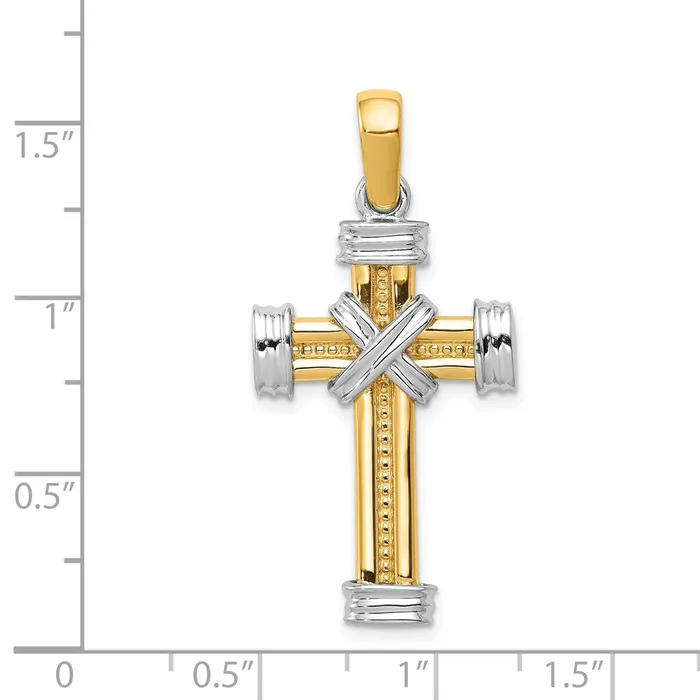 TreasureFineJewelers Rings 14k Twotone Latin Cross Pendant