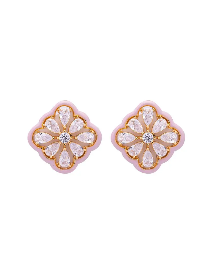 Curio Cottage Pink Petal Enameld Stud Earrings Earrings Curio Cottage Pink Petal Enameld Stud Earrings Earrings