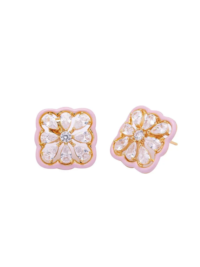 Curio Cottage Pink Petal Enameld Stud Earrings Earrings Curio Cottage Pink Petal Enameld Stud Earrings Earrings