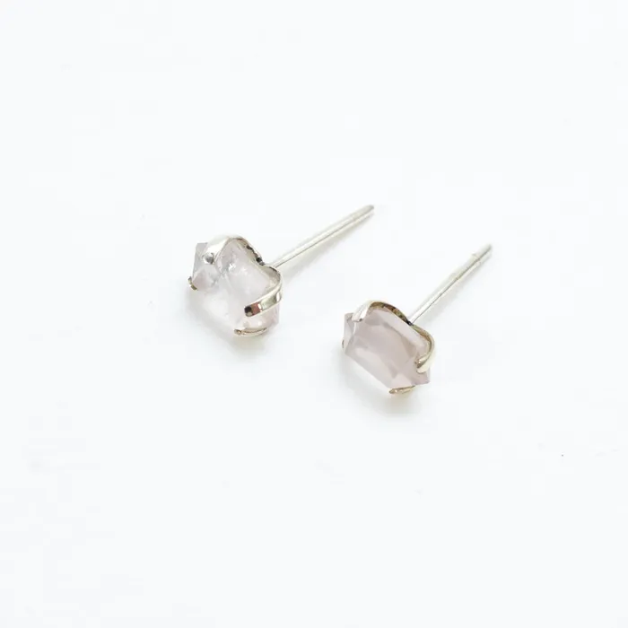 Rings Mimi Marge Silver Faceted Rose Quartz Studs