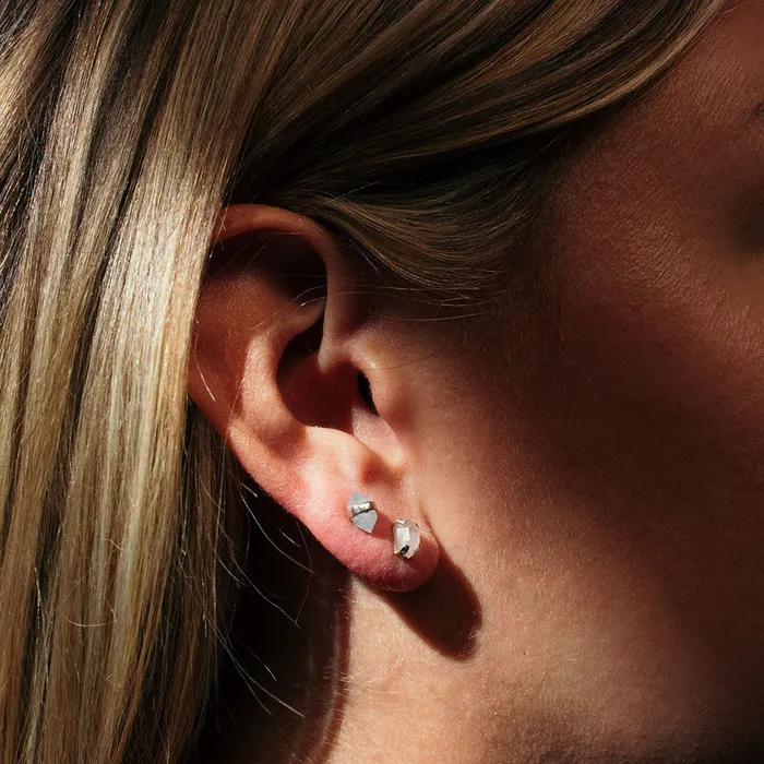 Rings Mimi Marge Silver Faceted Rose Quartz Studs