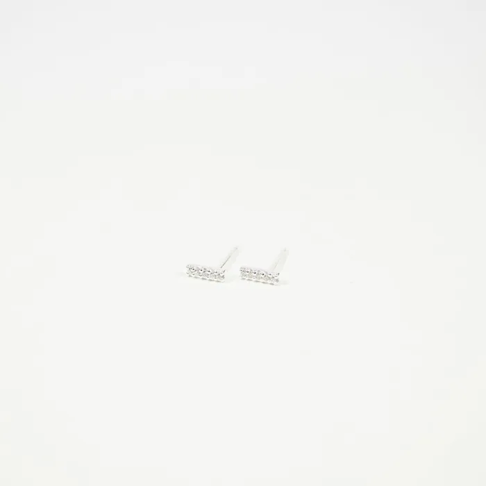 Rings Tashi Tiny Silver Pave CZ Bar Studs