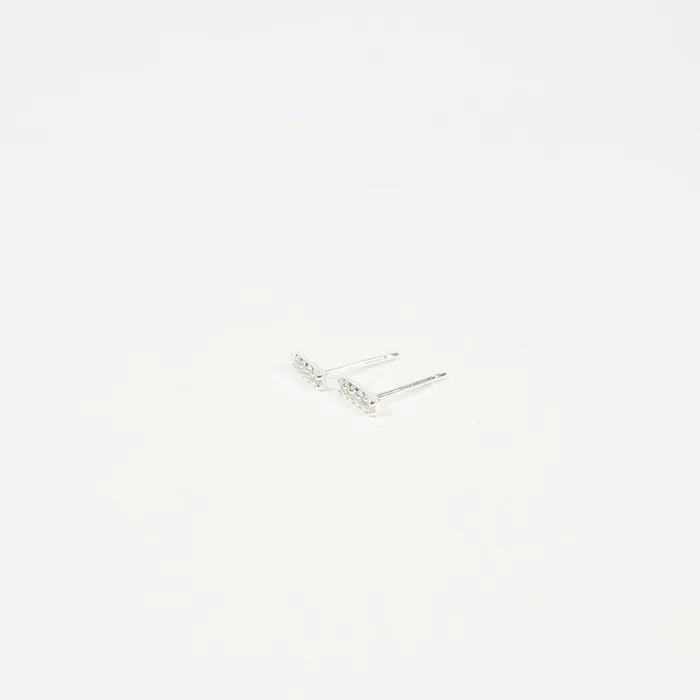 Rings Tashi Tiny Silver Pave CZ Bar Studs