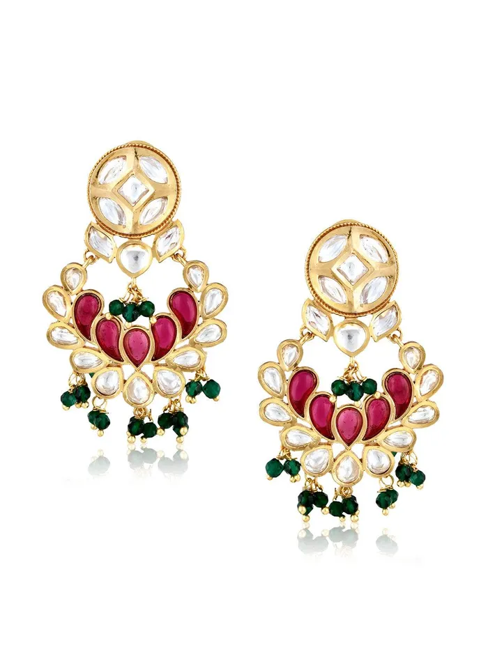 The Bridal Edit Red And Green Kundan Mini Chandbali Earrings Curio Cottage Earrings The Bridal Edit Red And Green Kundan Mini Chandbali Earrings Curio Cottage Earrings