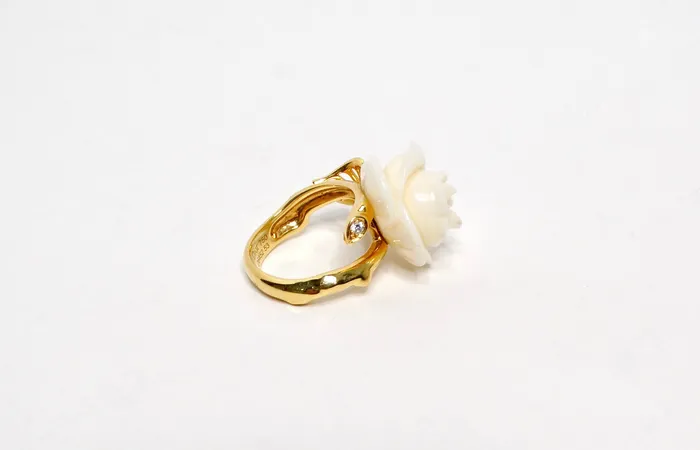 Christian Dior 18k Rose Dior Pre Catelan Yellow Gold Diamond Ring Vintage by Misty Rings