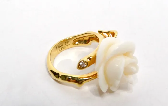 Christian Dior 18k Rose Dior Pre Catelan Yellow Gold Diamond Ring Vintage by Misty Rings