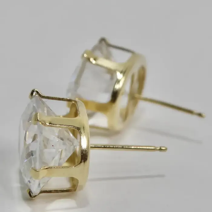 Earrings 18K Gold Plated Swarovski Synthetic Round Emerald Cut Crystal Stud Earrings Vintage by Misty Earrings 18K Gold Plated Swarovski Synthetic Round Emerald Cut Crystal Stud Earrings Vintage by Misty
