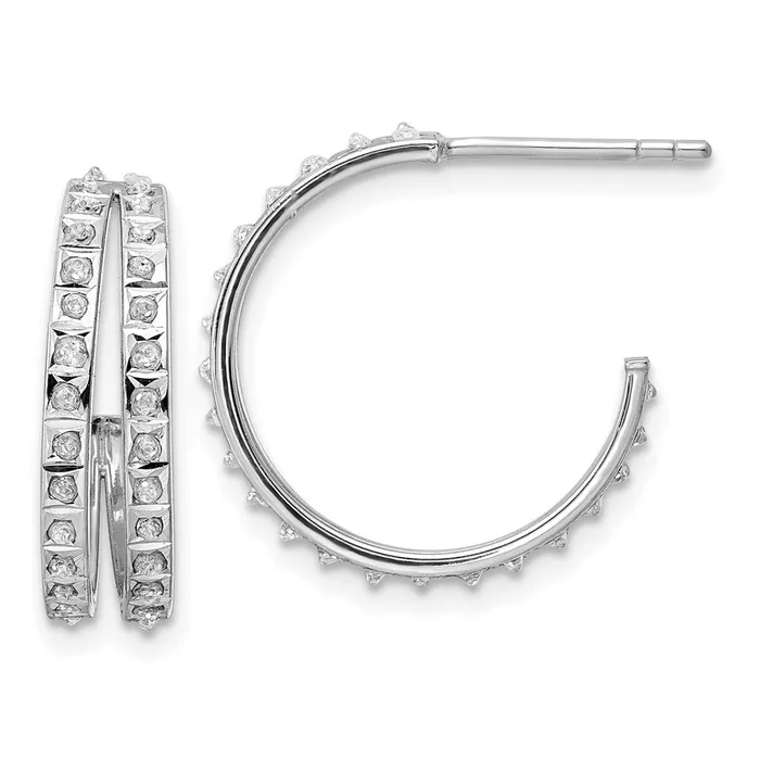Earrings Sterling Silver Platinumplated Diamond Mystique Post Hoop EarringsWBCQDF184 WB Choice Jewelry