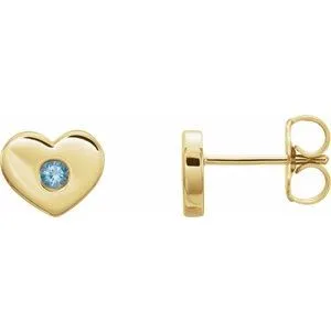 Earrings WB Choice Jewelry 14K Yellow Aquamarine Heart Earrings 86336615PSTWBC Earrings WB Choice Jewelry 14K Yellow Aquamarine Heart Earrings 86336615PSTWBC