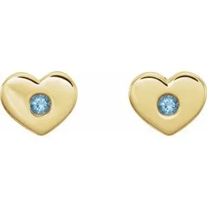 Earrings WB Choice Jewelry 14K Yellow Aquamarine Heart Earrings 86336615PSTWBC Earrings WB Choice Jewelry 14K Yellow Aquamarine Heart Earrings 86336615PSTWBC