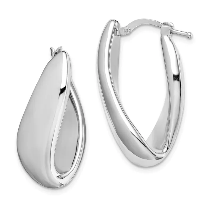Earrings WB Choice Jewelry Sterling Silver RHplated Polished Twist Hollow Hoop EarringsWBCQE11631 Earrings WB Choice Jewelry Sterling Silver RHplated Polished Twist Hollow Hoop EarringsWBCQE11631