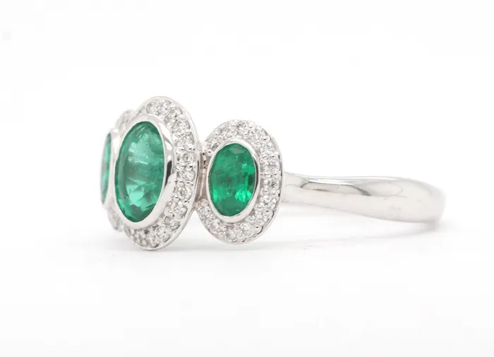 Rings SUNRISE JEWELRY MFG CORP 14KW Emerald And Diamond Ring