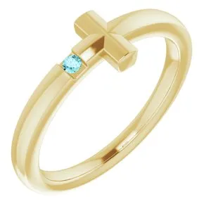 Rings WB Choice Jewelry 14K Yellow 15 mm Round Genuine Blue Zircon Youth Cross RingR4306660026PSTWBC Rings WB Choice Jewelry 14K Yellow 15 mm Round Genuine Blue Zircon Youth Cross RingR4306660026PSTWBC