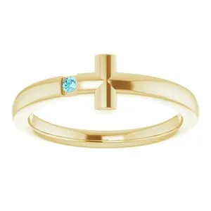 Rings WB Choice Jewelry 14K Yellow 15 mm Round Genuine Blue Zircon Youth Cross RingR4306660026PSTWBC Rings WB Choice Jewelry 14K Yellow 15 mm Round Genuine Blue Zircon Youth Cross RingR4306660026PSTWBC