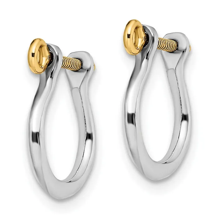 WB Choice Jewelry Earrings Sterling Silver Polished 3D Small Shackle w14k Screw EarringsWBCQE15536G WB Choice Jewelry Earrings Sterling Silver Polished 3D Small Shackle w14k Screw EarringsWBCQE15536G