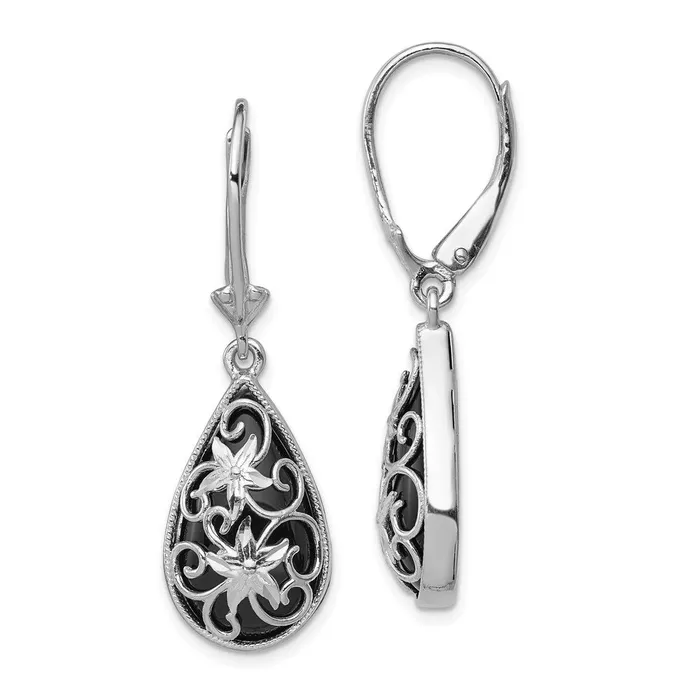 WB Choice Jewelry Earrings Sterling Silver Rhodiumplated DC Onyx Leverback EarringsWBCQE12023 WB Choice Jewelry Earrings Sterling Silver Rhodiumplated DC Onyx Leverback EarringsWBCQE12023