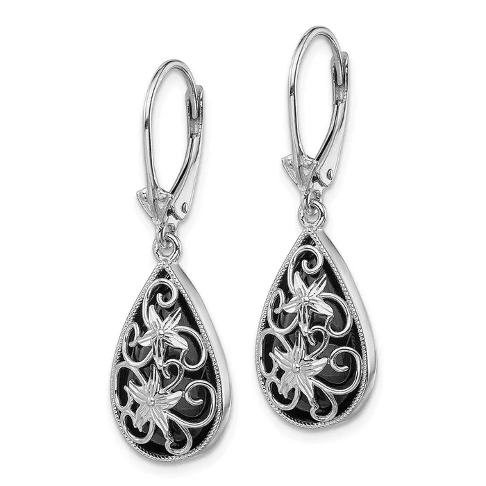 WB Choice Jewelry Earrings Sterling Silver Rhodiumplated DC Onyx Leverback EarringsWBCQE12023 WB Choice Jewelry Earrings Sterling Silver Rhodiumplated DC Onyx Leverback EarringsWBCQE12023