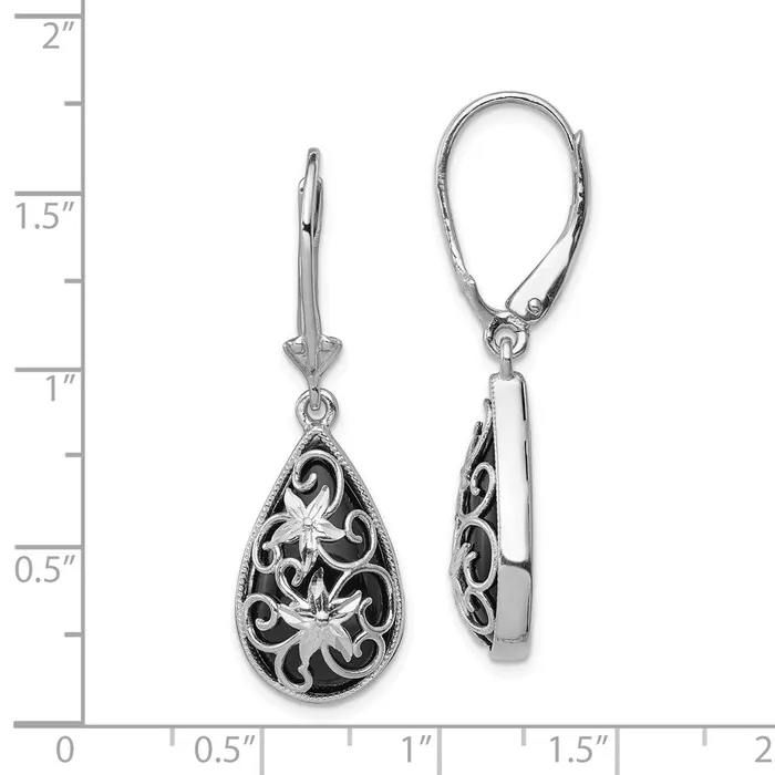 WB Choice Jewelry Earrings Sterling Silver Rhodiumplated DC Onyx Leverback EarringsWBCQE12023 WB Choice Jewelry Earrings Sterling Silver Rhodiumplated DC Onyx Leverback EarringsWBCQE12023