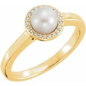 WB Choice Jewelry Rings 14K Yellow Freshwater Cultured Pearl 05 CTW Diamond HaloStyle Ring64716000PSTWBC WB Choice Jewelry Rings 14K Yellow Freshwater Cultured Pearl 05 CTW Diamond HaloStyle Ring64716000PSTWBC