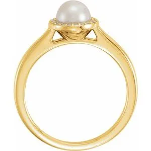 WB Choice Jewelry Rings 14K Yellow Freshwater Cultured Pearl 05 CTW Diamond HaloStyle Ring64716000PSTWBC WB Choice Jewelry Rings 14K Yellow Freshwater Cultured Pearl 05 CTW Diamond HaloStyle Ring64716000PSTWBC