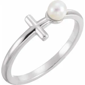WB Choice Jewelry Rings Platinum Freshwater Cultured Pearl Sideways Cross Ring R43088603PSTWBC WB Choice Jewelry Rings Platinum Freshwater Cultured Pearl Sideways Cross Ring R43088603PSTWBC