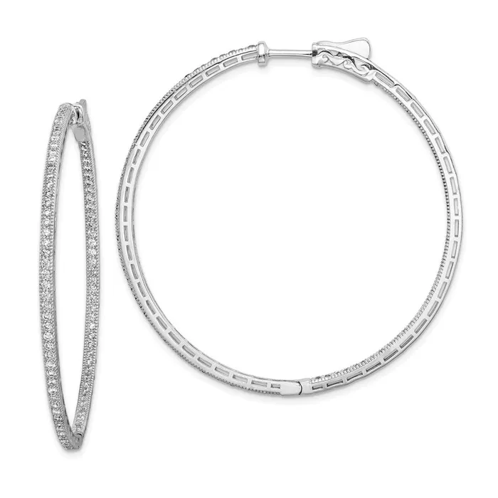 WB Choice Jewelry Sterling Silver Rhodiumplated CZ In and Out Hoop EarringsWBCQE11071 Earrings WB Choice Jewelry Sterling Silver Rhodiumplated CZ In and Out Hoop EarringsWBCQE11071 Earrings