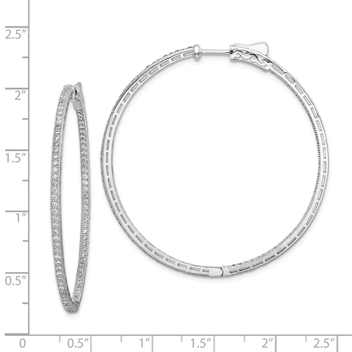 WB Choice Jewelry Sterling Silver Rhodiumplated CZ In and Out Hoop EarringsWBCQE11071 Earrings WB Choice Jewelry Sterling Silver Rhodiumplated CZ In and Out Hoop EarringsWBCQE11071 Earrings