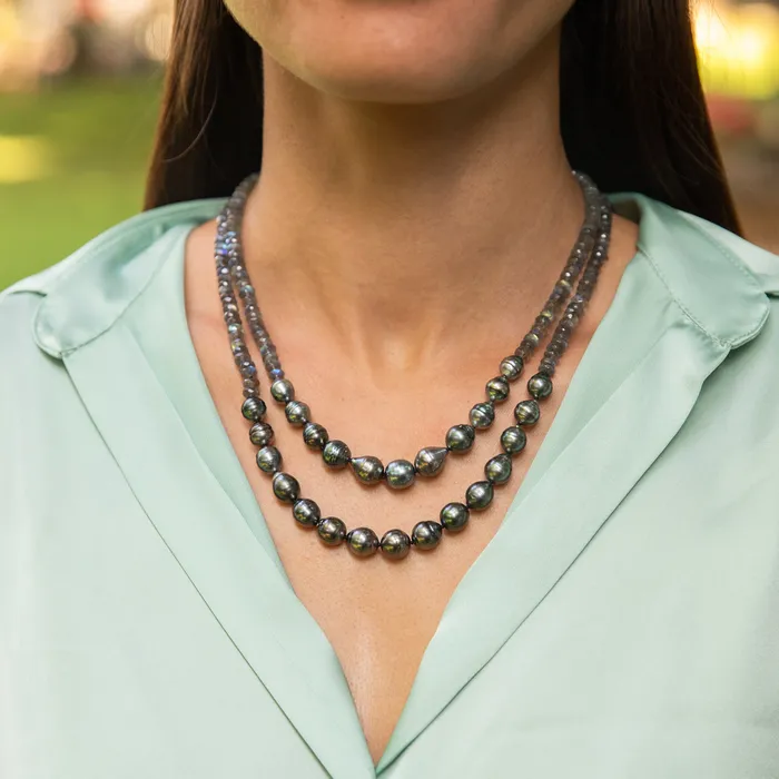 misha hawaii Necklaces Mana Nui Labradorite Tahitian Pearl Necklace misha hawaii Necklaces Mana Nui Labradorite Tahitian Pearl Necklace