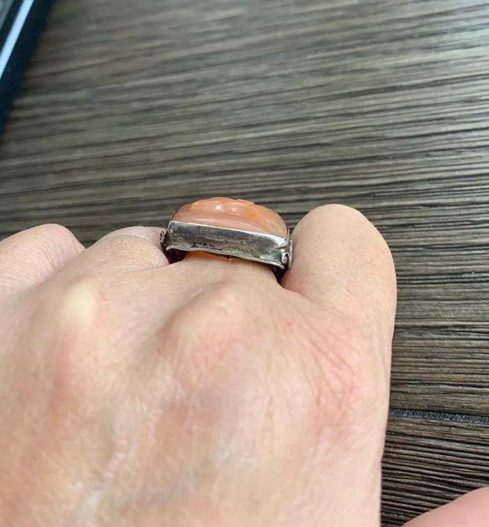 Rings Love Vintage Paris Carved Carnelian Dog Ring Handmade 800 Silver Vintage
