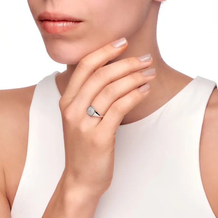 Rings Spirito Rosa Mellonia Mangosteen Ring Mother of Pearl White CZ White Rhodium Plated 925 Silver Rings Spirito Rosa Mellonia Mangosteen Ring Mother of Pearl White CZ White Rhodium Plated 925 Silver