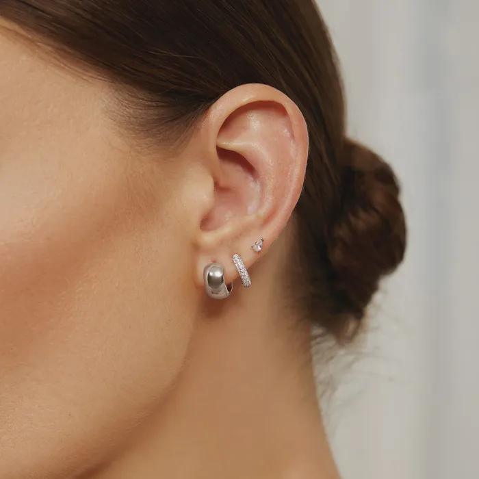Earrings Ania Haie Sunny Sparkler Chubby Small Huggie Hoop Earrings