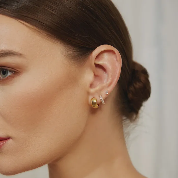 Earrings Ania Haie Sunny Sparkler Chubby Small Huggie Hoop Earrings