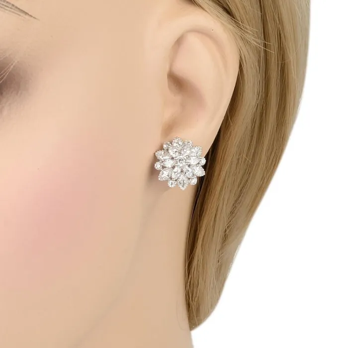 Earrings sparklingselections Winter Snowflake Flower Bridal Earrings Earrings sparklingselections Winter Snowflake Flower Bridal Earrings