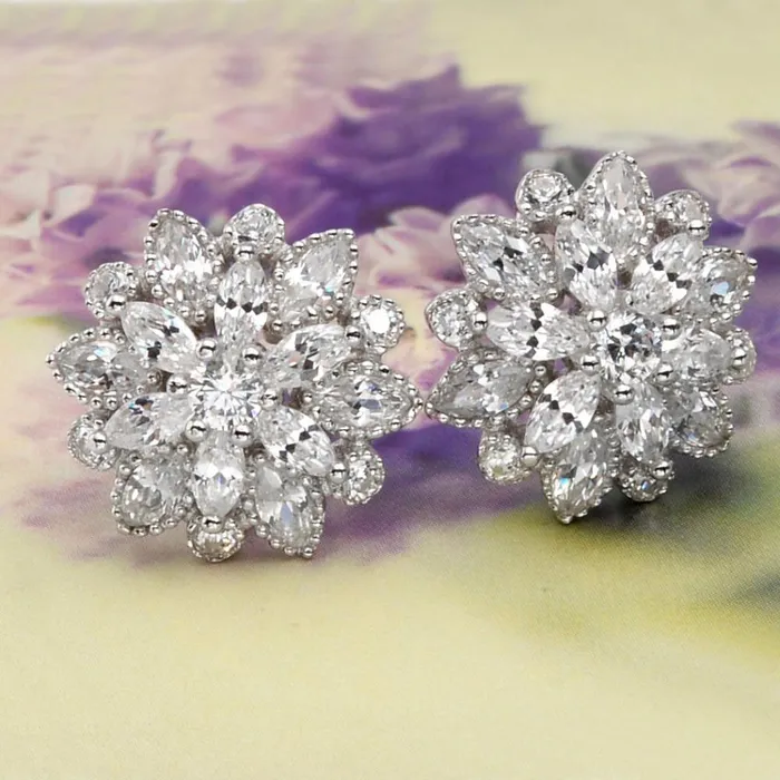 Earrings sparklingselections Winter Snowflake Flower Bridal Earrings Earrings sparklingselections Winter Snowflake Flower Bridal Earrings
