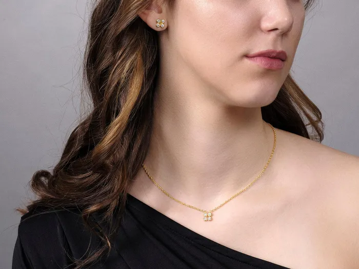GG GOLD CLS Necklaces GURHAN Pointelle Gold Diamond Pendant Necklace Small Square Grid GG GOLD CLS Necklaces GURHAN Pointelle Gold Diamond Pendant Necklace Small Square Grid