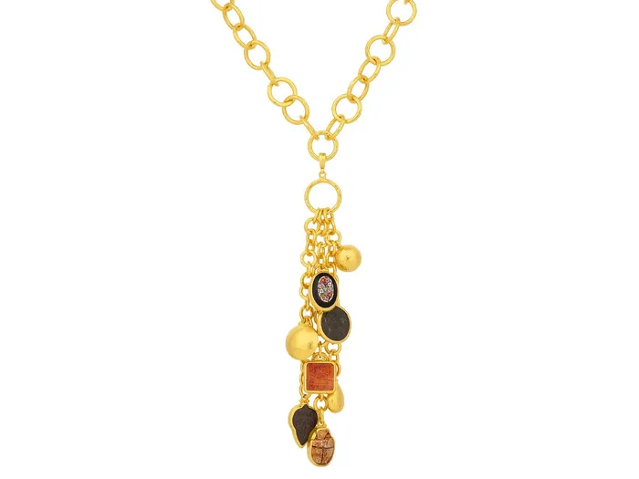 GG GOLD OOAK Necklaces GURHAN Antiquities Gold Mixed Artifact Charm Pendant Necklace Round and Oval Links GG GOLD OOAK Necklaces GURHAN Antiquities Gold Mixed Artifact Charm Pendant Necklace Round and Oval Links
