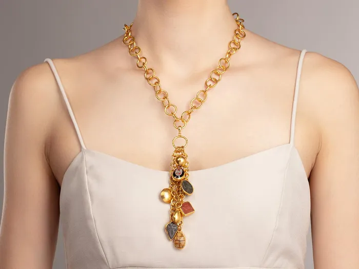 GG GOLD OOAK Necklaces GURHAN Antiquities Gold Mixed Artifact Charm Pendant Necklace Round and Oval Links GG GOLD OOAK Necklaces GURHAN Antiquities Gold Mixed Artifact Charm Pendant Necklace Round and Oval Links