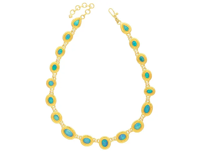 GG GOLD OOAK Necklaces GURHAN Muse Gold Opal All Around Short Necklace Mixed Oval and Round Stones set in Wide Frames GG GOLD OOAK Necklaces GURHAN Muse Gold Opal All Around Short Necklace Mixed Oval and Round Stones set in Wide Frames