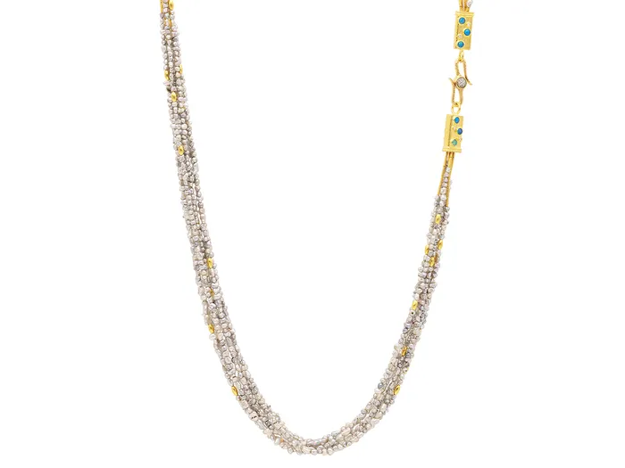 GG GOLD OOAK Necklaces GURHAN Rain Gold Pearl Beaded Long Necklace 7Strand with Double S Clasp GG GOLD OOAK Necklaces GURHAN Rain Gold Pearl Beaded Long Necklace 7Strand with Double S Clasp