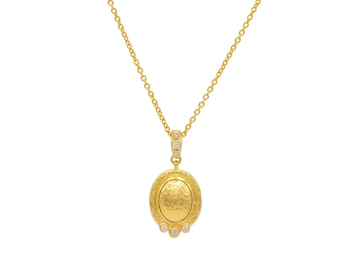 GG GOLD TRAD Necklaces GURHAN Amulet Gold Pendant Necklace 13x10mm Oval Diamond GG GOLD TRAD Necklaces GURHAN Amulet Gold Pendant Necklace 13x10mm Oval Diamond