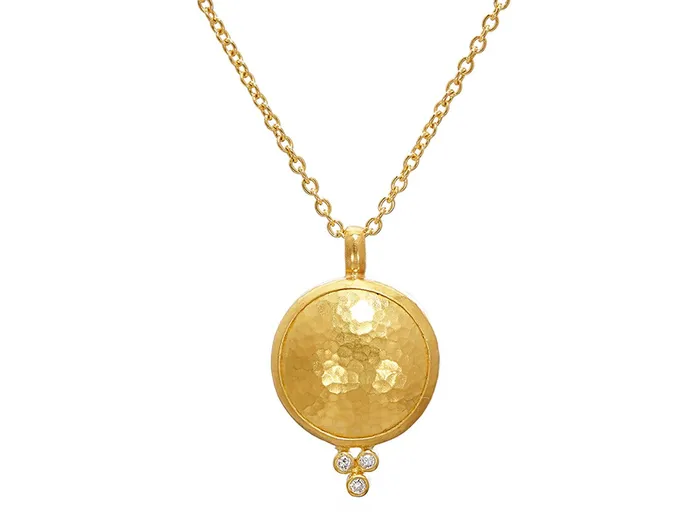 GG GOLD TRAD Necklaces GURHAN Amulet Gold Pendant Necklace 16mm Round Diamond GG GOLD TRAD Necklaces GURHAN Amulet Gold Pendant Necklace 16mm Round Diamond