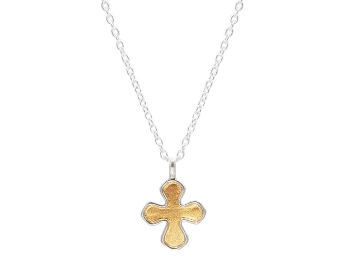 GG SILVER CLS GURHAN Cross Sterling Silver Pendant Necklace 225x155mm Gold Accents Necklaces GG SILVER CLS GURHAN Cross Sterling Silver Pendant Necklace 225x155mm Gold Accents Necklaces