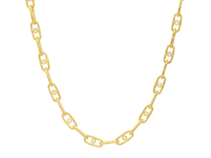 GURHAN Geo Gold Diamond Link Long Necklace 12x4mm Oval Links with Center Stone GG GOLD TRAD Necklaces GURHAN Geo Gold Diamond Link Long Necklace 12x4mm Oval Links with Center Stone GG GOLD TRAD Necklaces