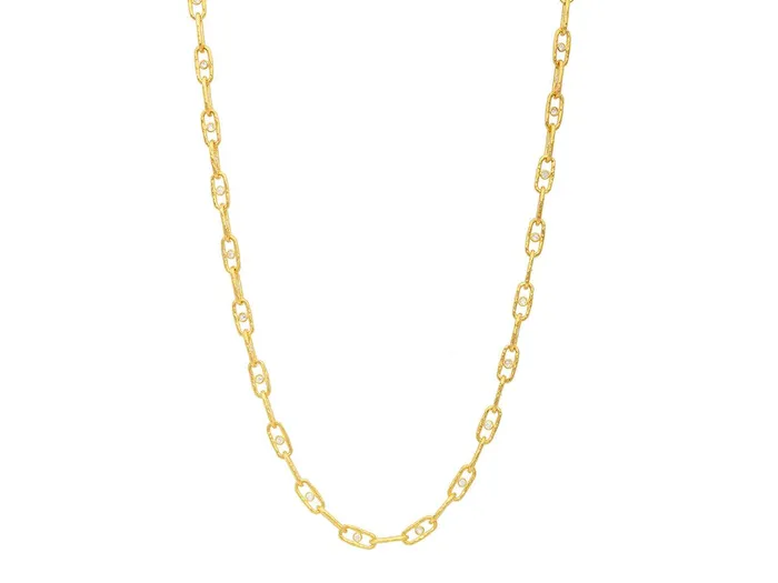 GURHAN Geo Gold Diamond Link Long Necklace 12x4mm Oval Links with Center Stone GG GOLD TRAD Necklaces GURHAN Geo Gold Diamond Link Long Necklace 12x4mm Oval Links with Center Stone GG GOLD TRAD Necklaces