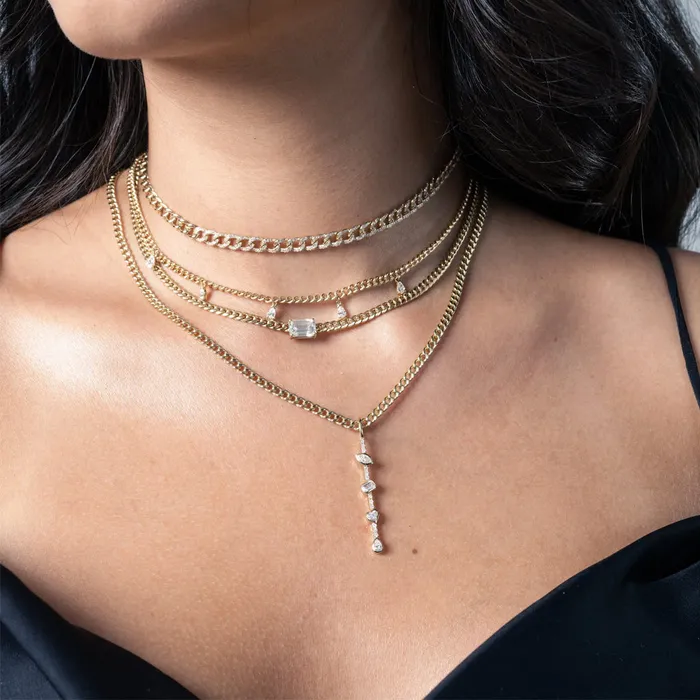 Necklaces Alev Collection Small Diamond Cuban Link Necklace