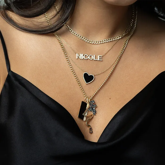 Necklaces Alev Collection Small Diamond Cuban Link Necklace