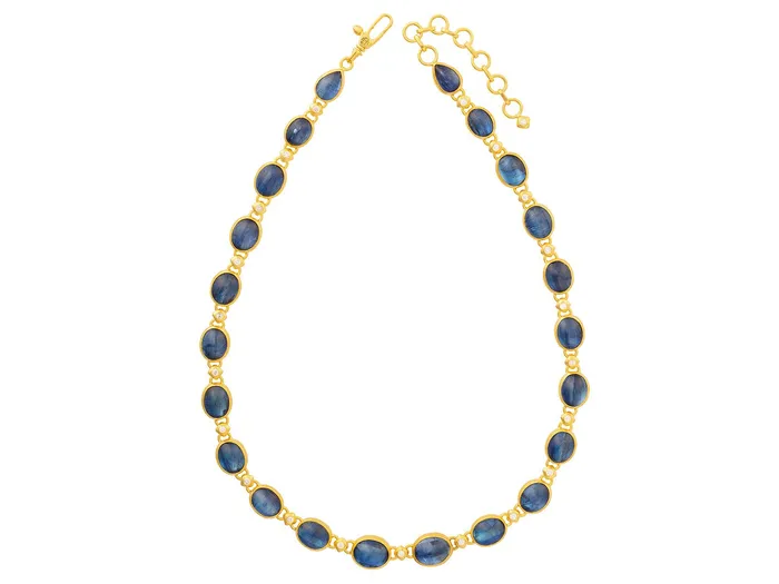 Necklaces GG GOLD OOAK GURHAN Rune Gold Kyanite All Around Short Necklace Mixed Oval Cabochon Necklaces GG GOLD OOAK GURHAN Rune Gold Kyanite All Around Short Necklace Mixed Oval Cabochon